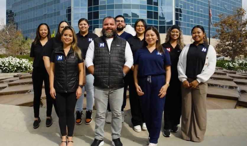 The HealthView team outside the Cerritos office